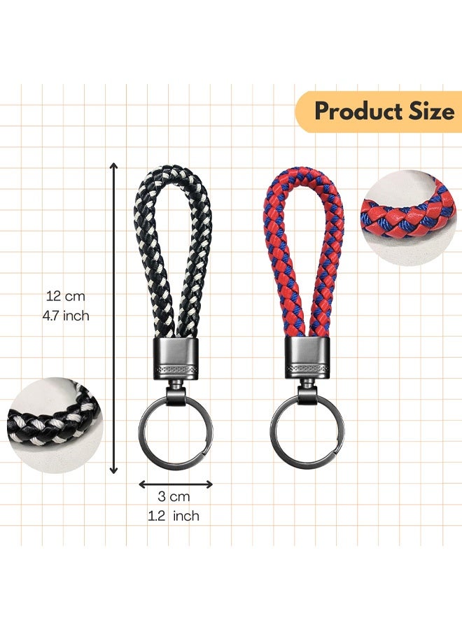 قطعتان من حلقات المفاتيح، حلقات مفاتيح جلدية للنساء والرجال، حلقات سلسلة مفاتيح السيارة، حامل مفاتيح جلدي، مشابك حلقية لمفاتيح السيارة الشخصية - Image 2